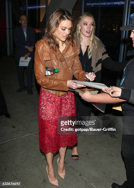 Aimee Teegarden is seen on February 02, 2017 in Los Angeles, California.