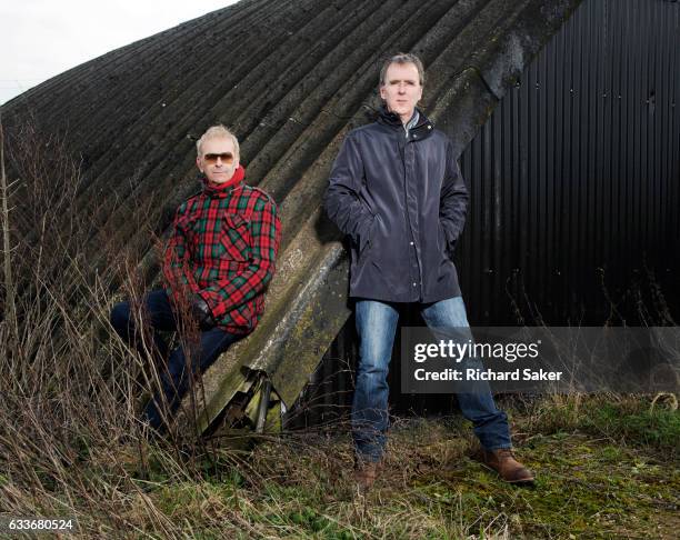 Electronic band Underworld are photographed for the Observer on February 17, 2016 in Romford, England.