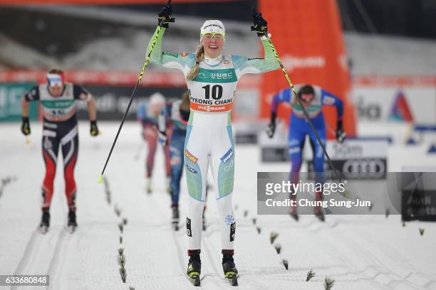 Anamarija Lampic of Slovenia wins the Ladies 1.4km Sprint Classic Finals during the FIS Cross-Country World Cup presented by Viessmann - Test Event...
