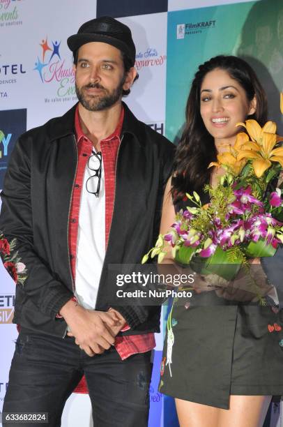 Indian Actor Hrithik Roshan and Actress Yami Gautam during the meet the press to promote her New Film KAABIL on February 03,2017 in Kolkata,India.