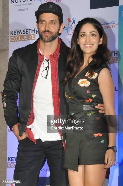 Indian Actor Hrithik Roshan and Actress Yami Gautam during the meet the press to promote her New Film KAABIL on February 03,2017 in Kolkata,India.