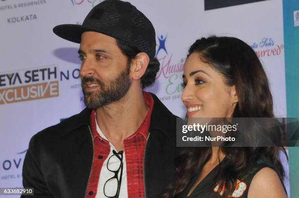 Indian Actor Hrithik Roshan and Actress Yami Gautam during the meet the press to promote her New Film KAABIL on February 03,2017 in Kolkata,India.