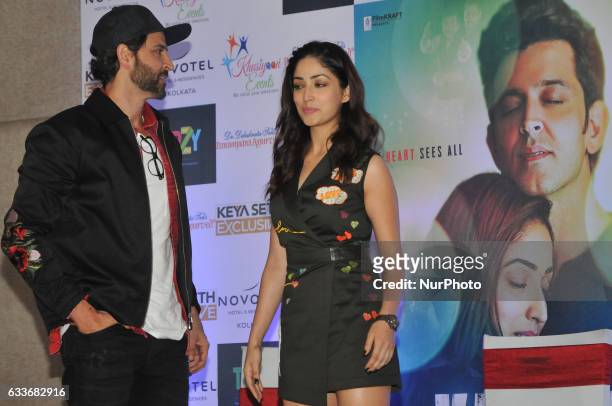 Indian Actor Hrithik Roshan and Actress Yami Gautam during the meet the press to promote her New Film KAABIL on February 03,2017 in Kolkata,India.