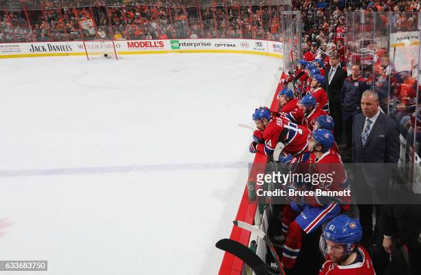 Head coach Michel Therrien of the Montreal Canadiens handles bench duties during the game against the Philadelphia Flyers at the Wells Fargo Center...