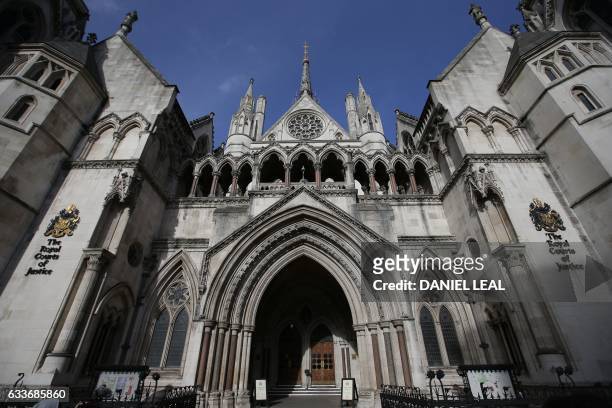 The Royal Courts of Justice building, which houses the High Court of England and Wales, is pictured in London on February 3, 2017.