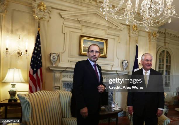 Secretary of State Rex Tillerson meets with Jordanian Foreign Minister Ayman Al Safadi at the State Department February 3, 2017 in Washington, DC....