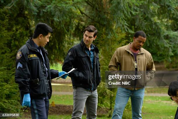 The Seven Year Itch" Episode 605 -- Pictured: Reggie Lee as Sergeant Wu, David Giuntoli as Nick Burkhardt, Russell Hornsby --