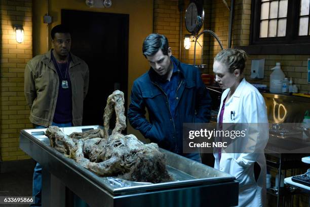 The Seven Year Itch" Episode 605 -- Pictured: Russell Hornsby as Hank Griffin, David Giuntoli as Nick Burkhardt, Dana Millican as Bindra --