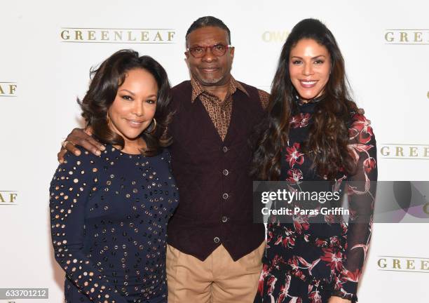 Lynn Whitfield, Keith David, and Merle Dandridge attend "Greenleaf" Season 2 Press Luncheon at Four Seasons Hotel on February 3, 2017 in Atlanta,...