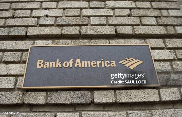 Bank of America branch is seen in Washington, DC, February 3, 2017. - Wall Street stocks rose early Friday on a solid US jobs report as shares of...