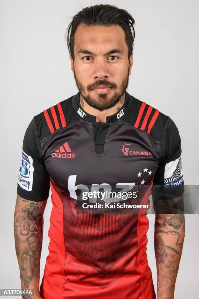 Digby Ioane poses during the Crusaders Super Rugby headshots session on February 3, 2017 in Christchurch, New Zealand.