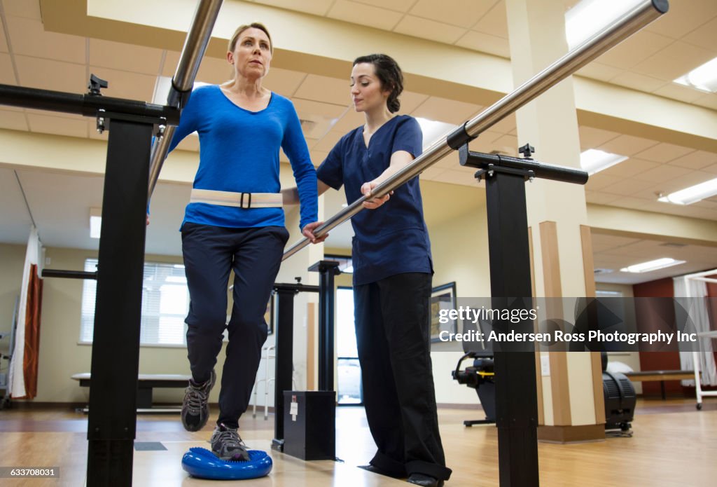 Patient having physical therapy in hospital