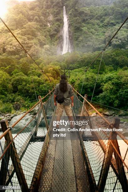 Waterfall Rocks Rope Bridge 430 Man Watching Waterfall Stock Photos, High-Res Pictures, and Images ...