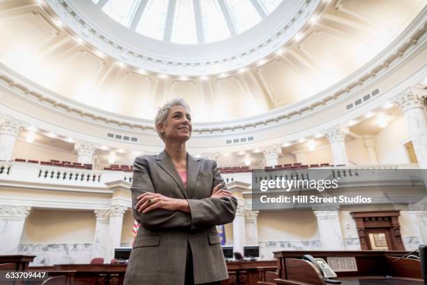 caucasian politician standing in capitol building - 政治家 ストックフォトと画像