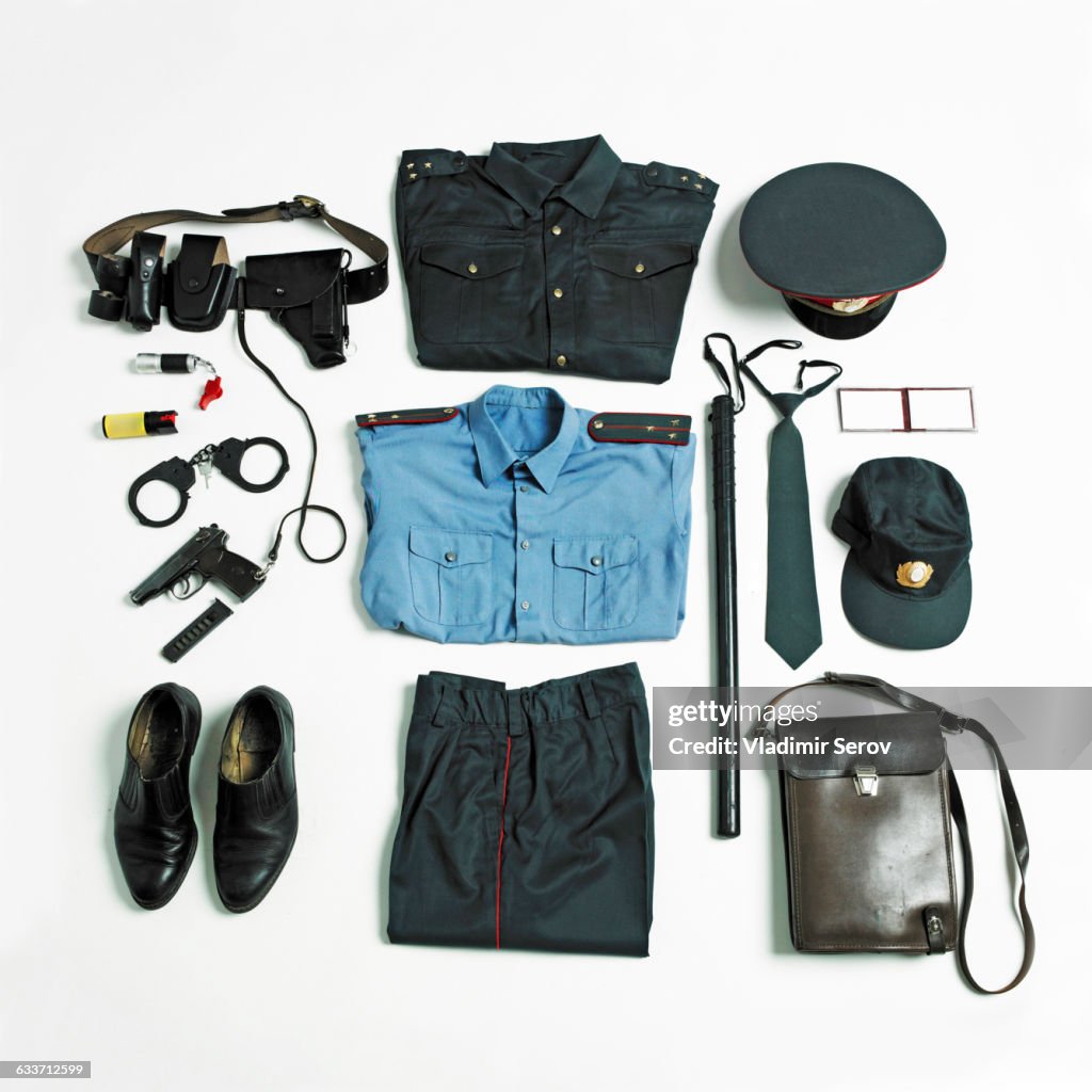 Organized police uniform and equipment