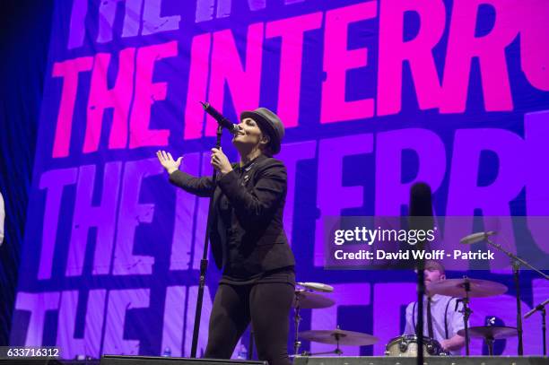 Aimee Allen from The Interrupters opens for Green Day at AccorHotels Arena on February 3, 2017 in Paris, France.