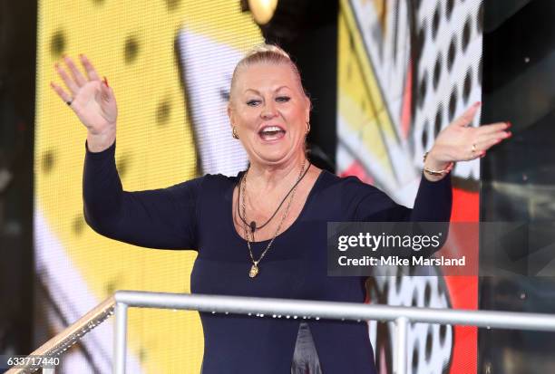 Kim Woodburn, in 3th place, leaves the Celebrity Big Brother house on February 3, 2017 in Borehamwood, United Kingdom.