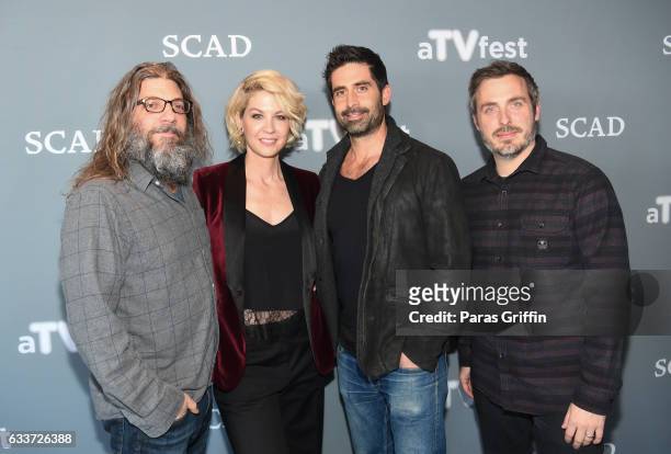 Writer David Guarascio, actress Jenna Elfman, actor Stephen Schneider and Co-creator/executive producer Patrick Osborne attends "Imaginary Mary"...