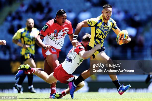 Corey Norman of the Eels makes a run during the 2017 Auckland Nines match between the Dragons and the Eels at Eden Park on February 4, 2017 in...