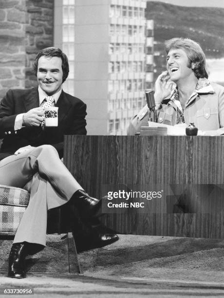 Pictured: Actor Burt Reynolds during an interview with guest Host Don Meredith on May 7th, 1975--
