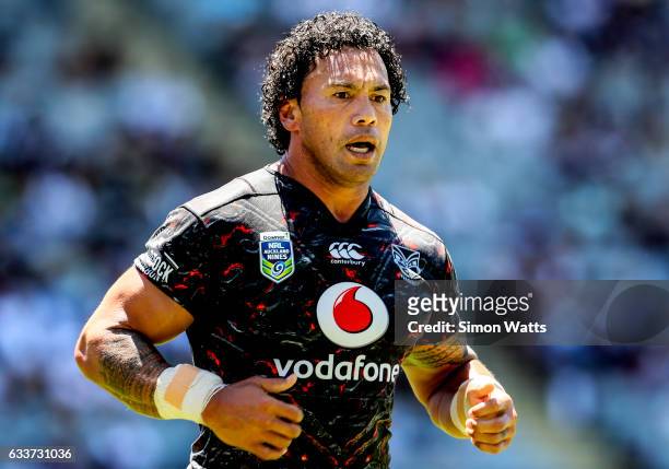 Ruben Wiki of the Warriors during the 2017 Auckland Nines match between the New Zealand Warriors and the Manly-Warringah Sea Eagles at Eden Park on...