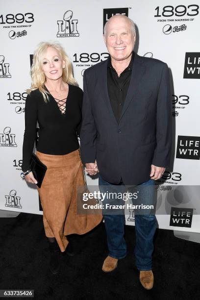 Tammy Bradshaw and TV personality Terry Bradshaw attend LIFEWTR: Art After Dark, including 1893, at Club Nomadic during Super Bowl LI Weekend on...