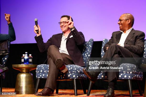 Actor Joshua Malina and Actor Joe Morton speak at a Q&A for 'Scandal' during Day Two of the aTVfest 2017 presented by SCAD at SCADshow on February 3,...