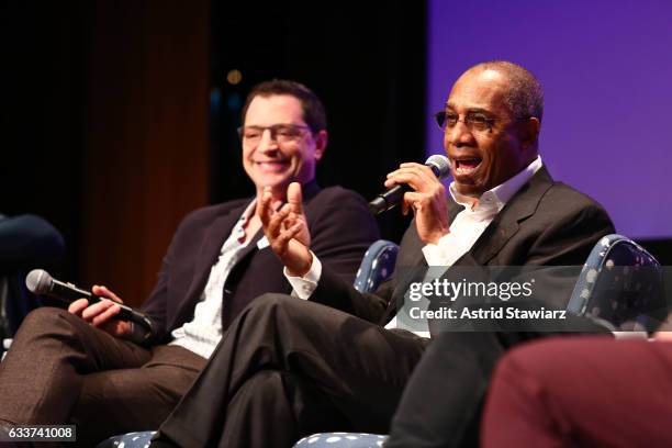 Actor Joshua Malina and Actor Joe Morton speak at a Q&A for 'Scandal' during Day Two of the aTVfest 2017 presented by SCAD at SCADshow on February 3,...