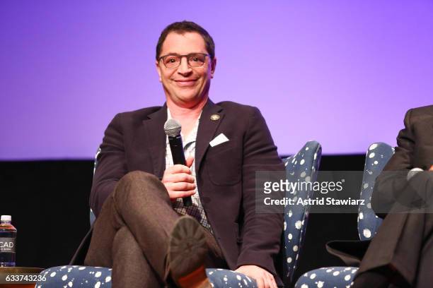 Actor Joshua Malina speaks at a Q&A for 'Scandal' during Day Two of the aTVfest 2017 presented by SCAD at SCADshow on February 3, 2017 in Atlanta,...