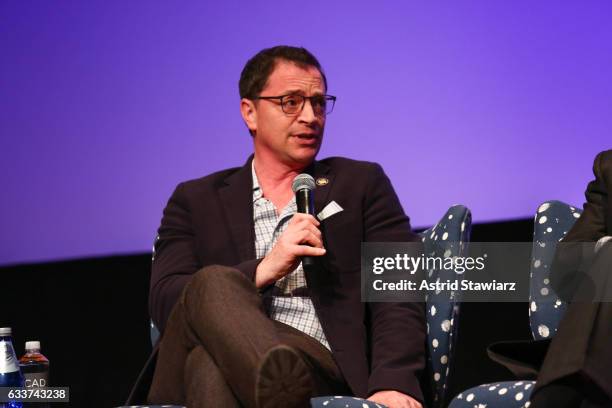 Actor Joshua Malina speaks at a Q&A for 'Scandal' during Day Two of the aTVfest 2017 presented by SCAD at SCADshow on February 3, 2017 in Atlanta,...