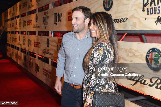 Player Wes Welker and Anna Burns attend the 13th Annual ESPN The Party on February 3, 2017 in Houston, Texas.