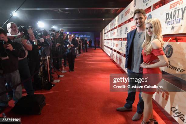 Baseball player Tyler Beede and actress Allie Deberry attend the 13th Annual ESPN The Party on February 3, 2017 in Houston, Texas.