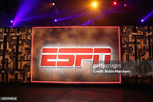 Signage is seen during the 13th Annual ESPN The Party on February 3, 2017 in Houston, Texas.