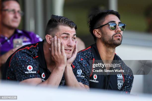 Kieran Foran and Shaun Johnson of the Warriors look on during the 2017 Auckland Nines match between the New Zealand Warriors and the Parramatta Eels...