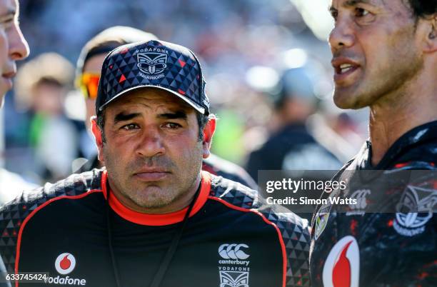 Warriors Nines coach Stacey Jones looks dejected after the 2017 Auckland Nines match between the New Zealand Warriors and the Parramatta Eels at Eden...