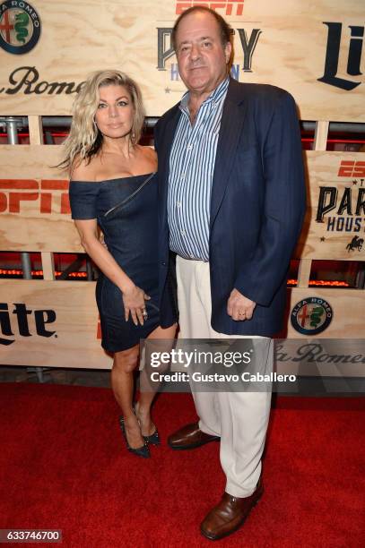 Recording artist Fergie and ESPN anchor Chris Berman attend the 13th Annual ESPN The Party on February 3, 2017 in Houston, Texas.