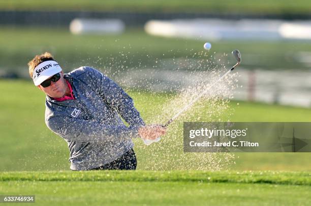 Charlie Beljan plays a shot out of the bunker on the 11th hole during the second round of the Waste Management Phoenix Open at TPC Scottsdale on...