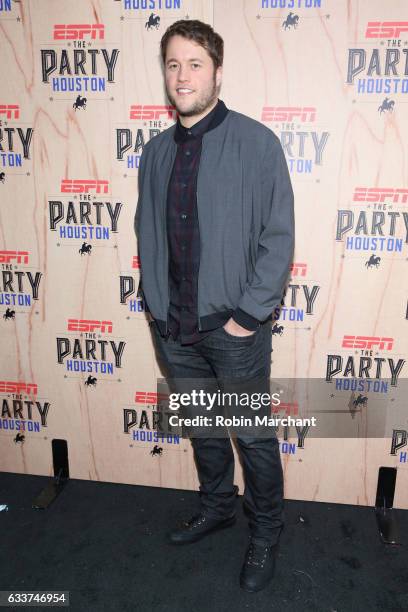 Player Matthew Stafford attends the 13th Annual ESPN The Party on February 3, 2017 in Houston, Texas.