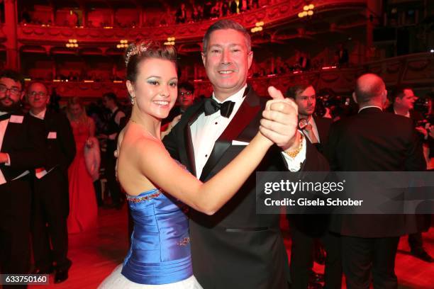 Joachim Llambi and his daughter Katarina Llambi dance during the Semper Opera Ball 2017 at Semperoper on February 3, 2017 in Dresden, Germany.