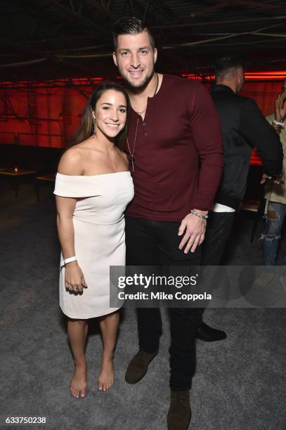 Olympic gymnast Aly Raisman and professional baseball player Tim Tebow attend the 13th Annual ESPN The Party on February 3, 2017 in Houston, Texas.