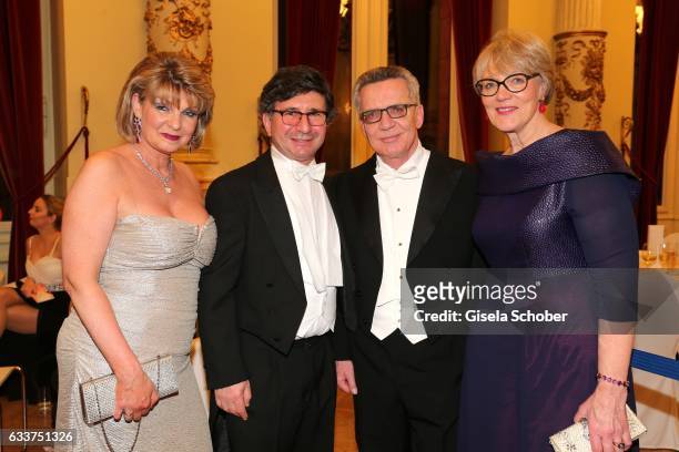 Pianist Arkadi Zenziper and his wife Tatjana Zenziper, Thomas de Maiziere and his wife Martina during the Semper Opera Ball 2017 at Semperoper on...