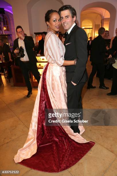 Milka Loff-Fernandes and her husband Robert Irschara during the Semper Opera Ball 2017 reception at Hotel Taschenbergpalais Kempinski on February 3,...