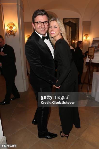 Hans Sigl and his wife Susanne Sigl during the Semper Opera Ball 2017 reception at Hotel Taschenbergpalais Kempinski on February 3, 2017 in Dresden,...