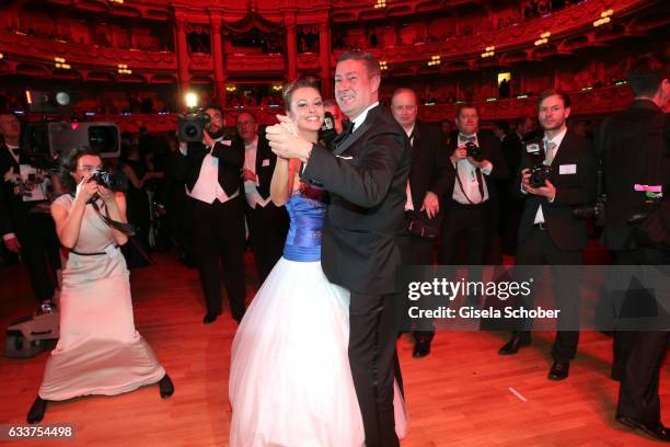 Joachim Llambi and his daughter Katarina Llambi dance during the Semper Opera Ball 2017 at Semperoper on February 3, 2017 in Dresden, Germany.