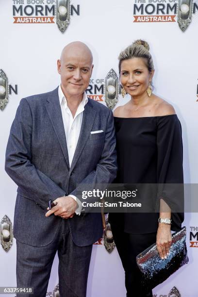 Anthony Warlow and partner arrives ahead of The Book of Mormon opening night at Princess Theatre on February 4, 2017 in Melbourne, Australia.
