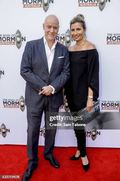 Anthony Warlow and partner arrives ahead of The Book of Mormon opening night at Princess Theatre on February 4, 2017 in Melbourne, Australia.