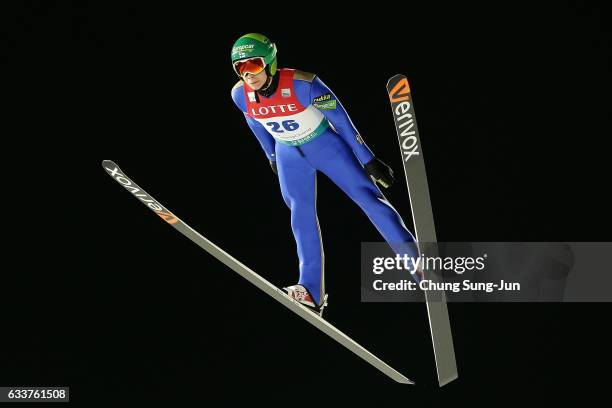 Eero Hirvonen of Finland competes in the Individual Gundersen Large Hill 10km during the FIS Nordic Combined World Cup presented by Viessmann - Test...