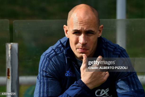 Italy's national team captain Sergio Parisse, attends the "Captain Run" training on the eve of the Six Nations rugby union match Italy vs Wales, on...