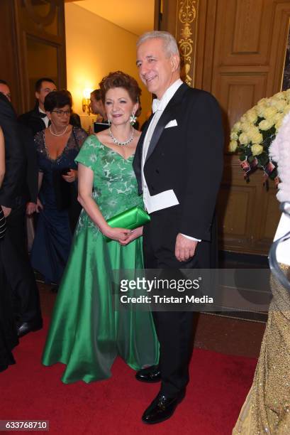 Stanislaw Tillich and his wife Veronika Tillich during the Semper Opera Ball 2017 at Semperoper on February 3, 2017 in Dresden, Germany.