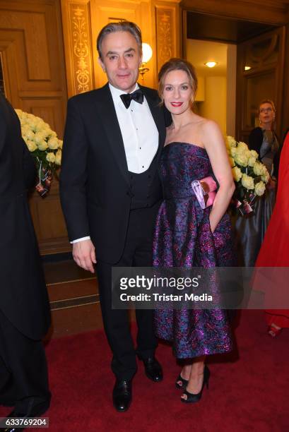 Lisa Martinek and her husband Giulio Ricciarelli during the Semper Opera Ball 2017 at Semperoper on February 3, 2017 in Dresden, Germany.